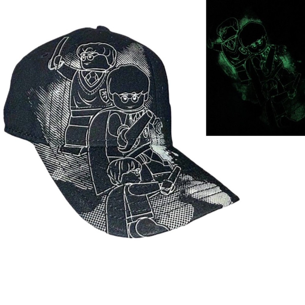NWT 2012 Harry Potter Lego Hat Black Baseball Cap Warner Bros glows SnapBack*